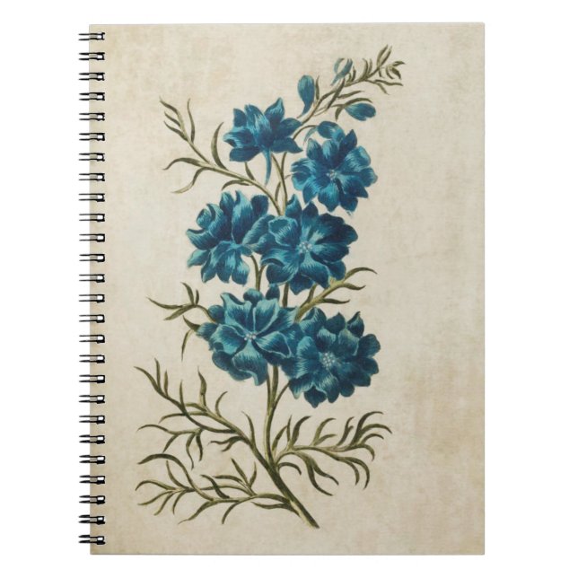 Vintage Botanical Floral Double Larkspur Notebook (Front)