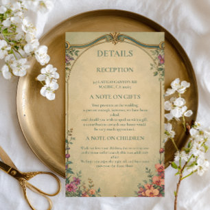 Vintage Botanical Floral Elegant Enclosure Card