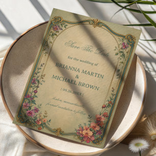 Vintage Botanical Floral Elegant Save The Date