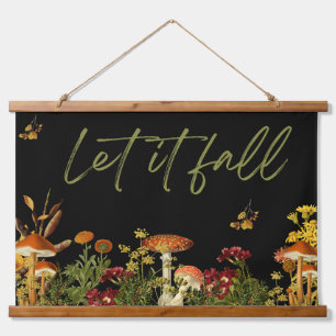 Vintage Botanical Floral Fall Quote Mushrooms Hanging Tapestry