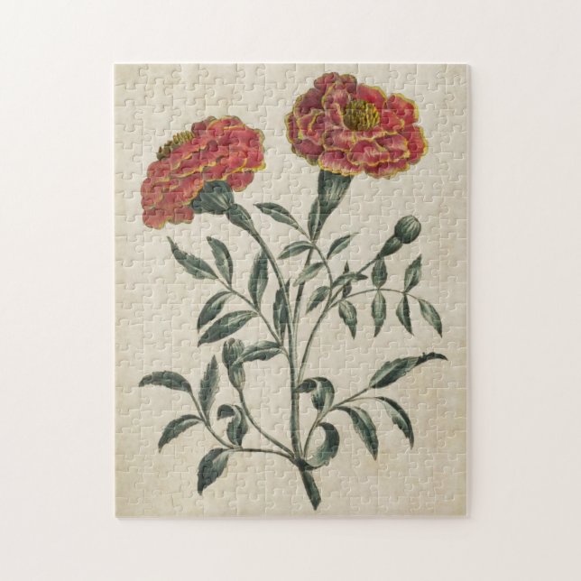 Vintage Botanical Floral French Marigold Jigsaw Puzzle (Vertical)