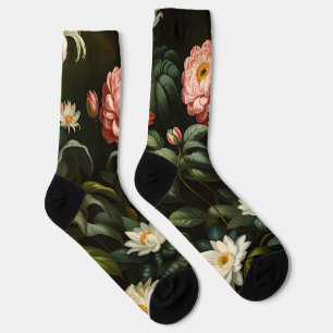 Vintage Botanical Floral Garden Still Life Socks