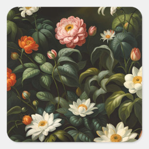 Vintage Botanical Floral Garden Still Life Square Sticker