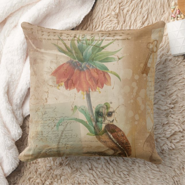 Vintage Botanical Floral Illustration Cushion (Blanket)