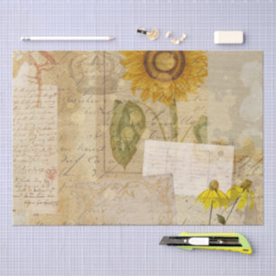 Vintage Botanical Floral Illustration Tissue Paper
