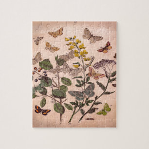 Vintage Botanical Floral Illustration Wildflowers Jigsaw Puzzle