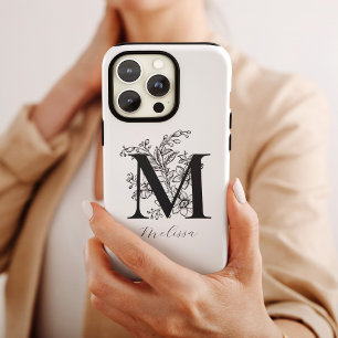 Vintage Botanical Floral Monogram Name  Case-Mate iPhone 14 Pro Max Case