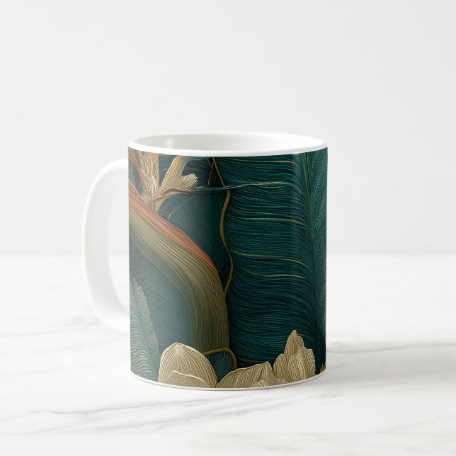 Vintage Botanical Floral Mug | Boho Nature Coffee  (Front Left)