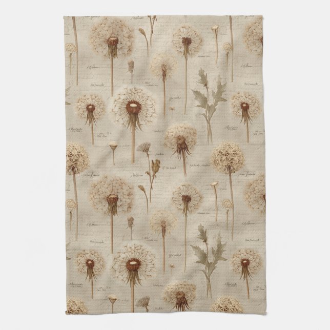 Vintage Botanical Floral Pattern (10) Tea Towel (Vertical)