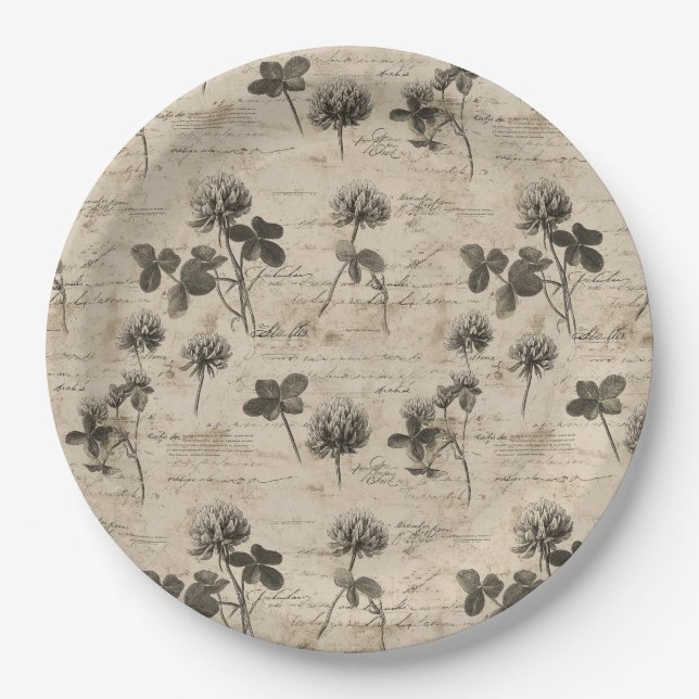 Vintage Botanical Floral Pattern (3) Paper Plate (Front)