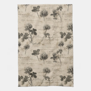Vintage Botanical Floral Pattern (3) Tea Towel