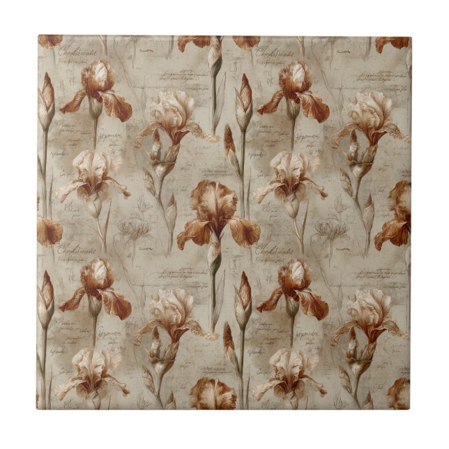 Vintage Botanical Floral Pattern (4) Ceramic Tile (Front)