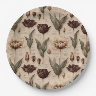 Vintage Botanical Floral Pattern (6) Paper Plate