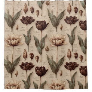 Vintage Botanical Floral Pattern (6) Shower Curtain