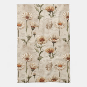 Vintage Botanical Floral Pattern (8) Tea Towel