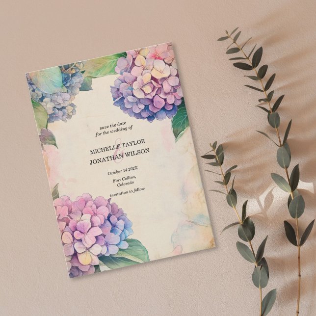 Vintage Botanical Floral Save the Date Invitation (vintage hortensia save the date)