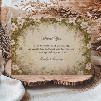 Vintage Botanical Floral Thank You Card