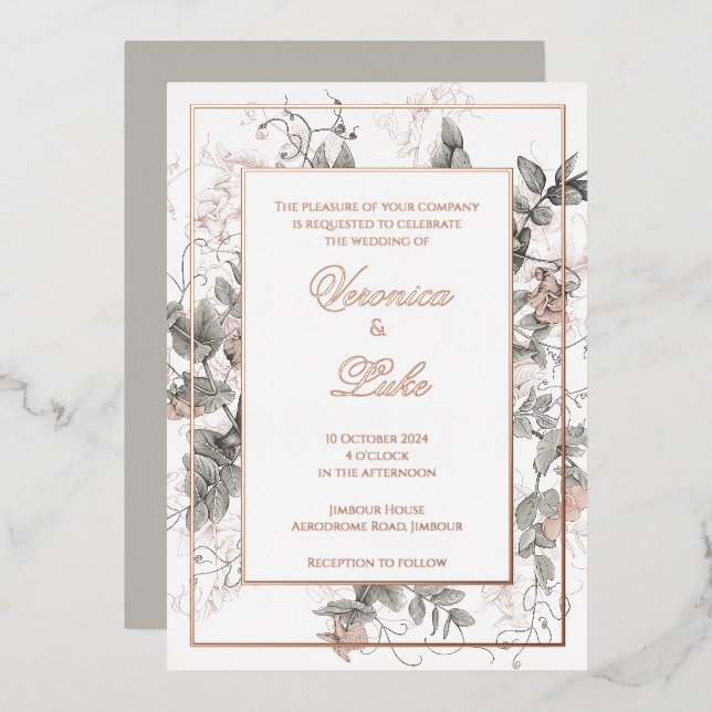 Vintage Botanical Floral Wedding  (Front/Back)