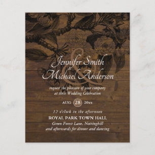 Vintage Botanical Flower Linart Wedding Invitation