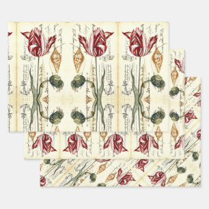 Vintage Botanical Flower Spring Mother's Day Tulip Wrapping Paper Sheet