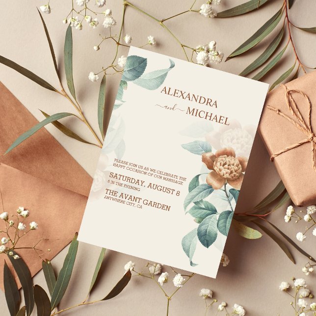 Vintage Botanical Flower Wedding Invitation (Creator Uploaded)