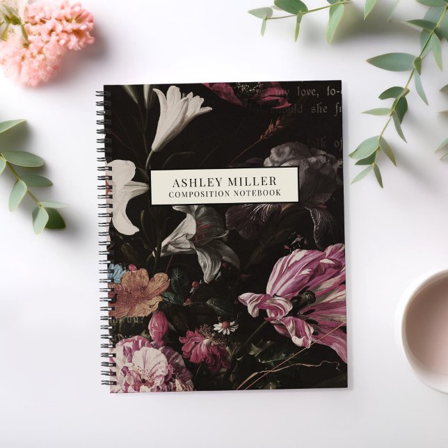 Vintage Botanical Flowers Personalised Composition Notebook (Creator Uploaded)