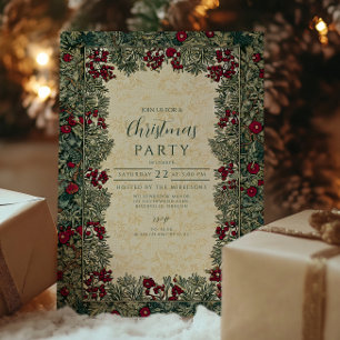 Vintage Botanical Foliage Christmas Invitation