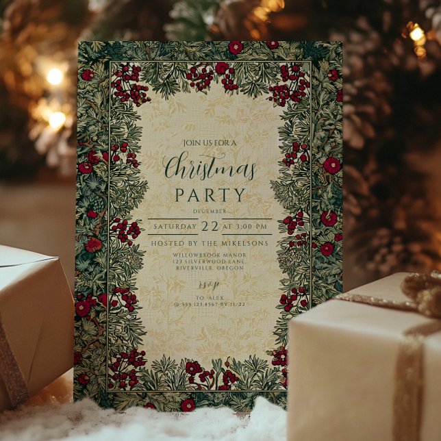 Vintage Botanical Foliage Christmas Invitation (Creator Uploaded)