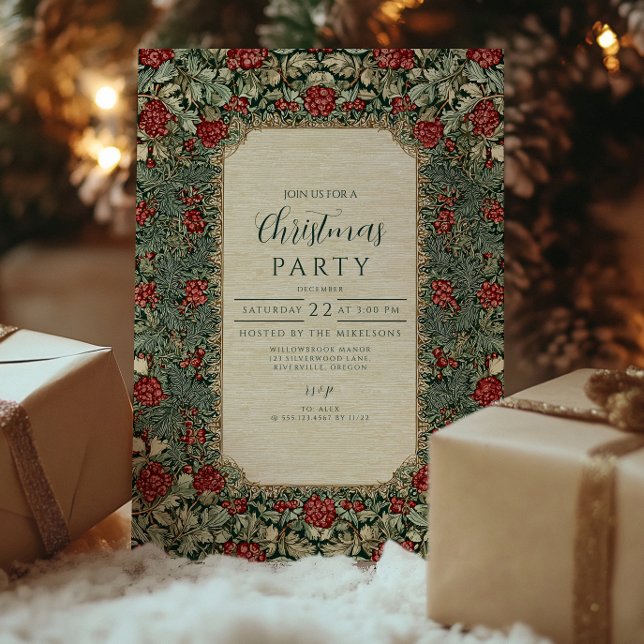 Vintage Botanical Foliage Christmas Invitation (Creator Uploaded)