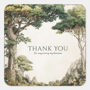 Vintage Botanical Forest Tree Rustic Woodland Square Sticker