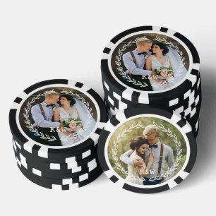 Vintage Botanical Frame Monogrammed Photo Poker Chips