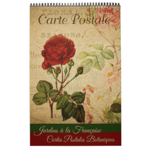 Vintage Botanical French Post Card Calendar