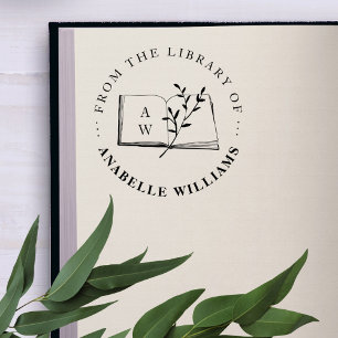 Vintage Botanical From The Library Of Custom Book Rubber Stamp