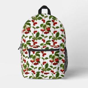 Vintage Botanical Fuchsia Pink Cherries Print Printed Backpack