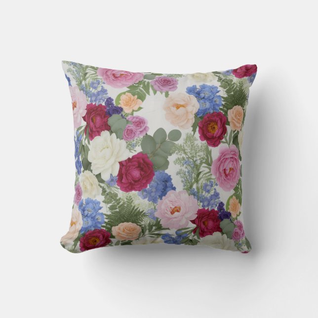 Vintage Botanical Garden Bouquet Cushion (Front)