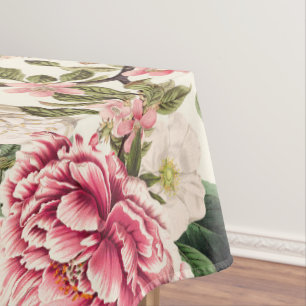Vintage Botanical Garden Flowers Pattern Tablecloth