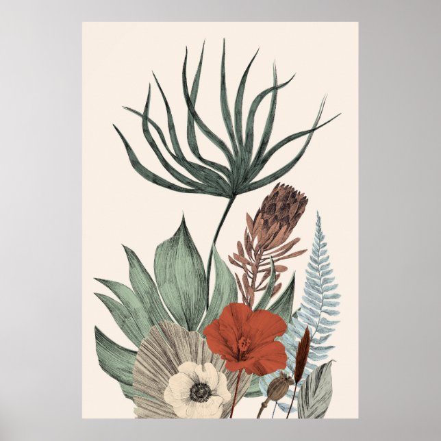 Vintage Botanical Garden – Wildflowers & Protea Il Poster (Front)