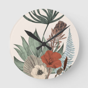Vintage Botanical Garden – Wildflowers & Protea Il Round Clock