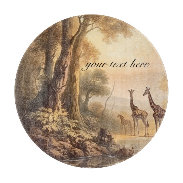 Vintage botanical giraffes, customisable   cutting board (Front)