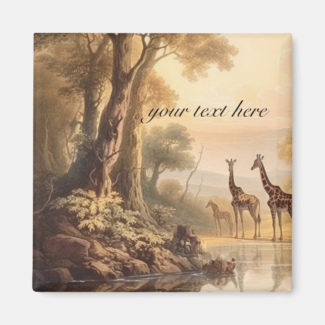 Vintage botanical giraffes, customisable  magnet (Front)