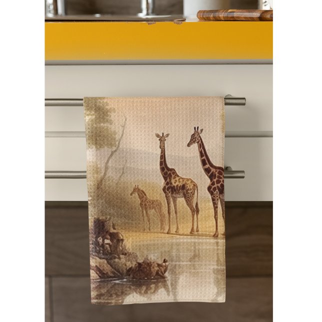Vintage botanical giraffes, customisable  tea towel (Creator Uploaded)