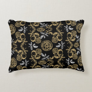 Vintage Botanical Gold And Silver Print Decorative Cushion