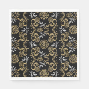 Vintage Botanical Gold And Silver Print Napkin