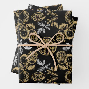 Vintage Botanical Gold And Silver Print Wrapping Paper Sheet