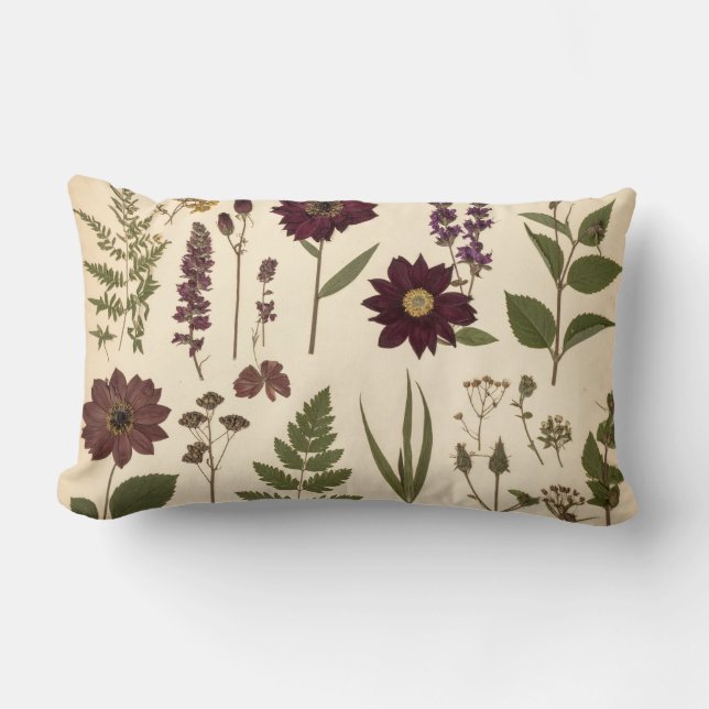 Vintage Botanical Gothic Library Cushion Pillow (Front)