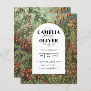 Vintage Botanical Green Terracotta Wedding invite