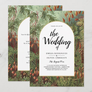 Vintage Botanical Green Terracotta Wedding invite