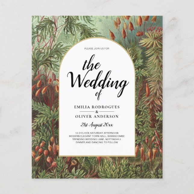 Vintage Botanical Green Terracotta Wedding invite Flyer (Front)