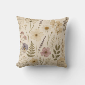 Vintage Botanical Herbarium Decorative Pillow