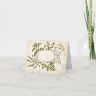 Vintage Botanical Herbs Frame with Blank Label Thank You Card